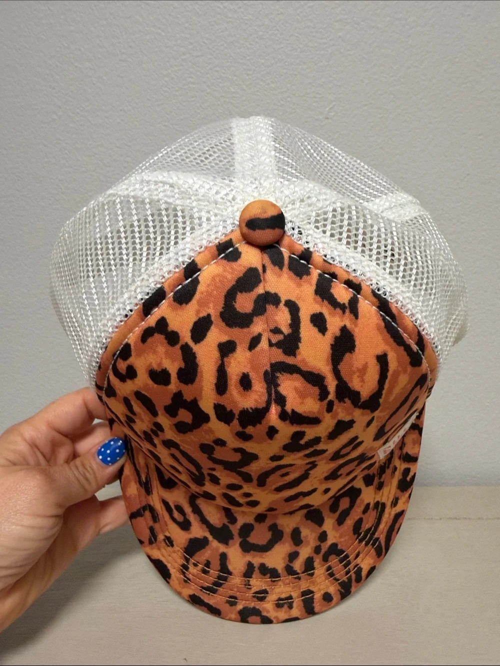 Billabong Leopard Print Trucker Hat White Mesh Snapback Cap Animal Print Y2K